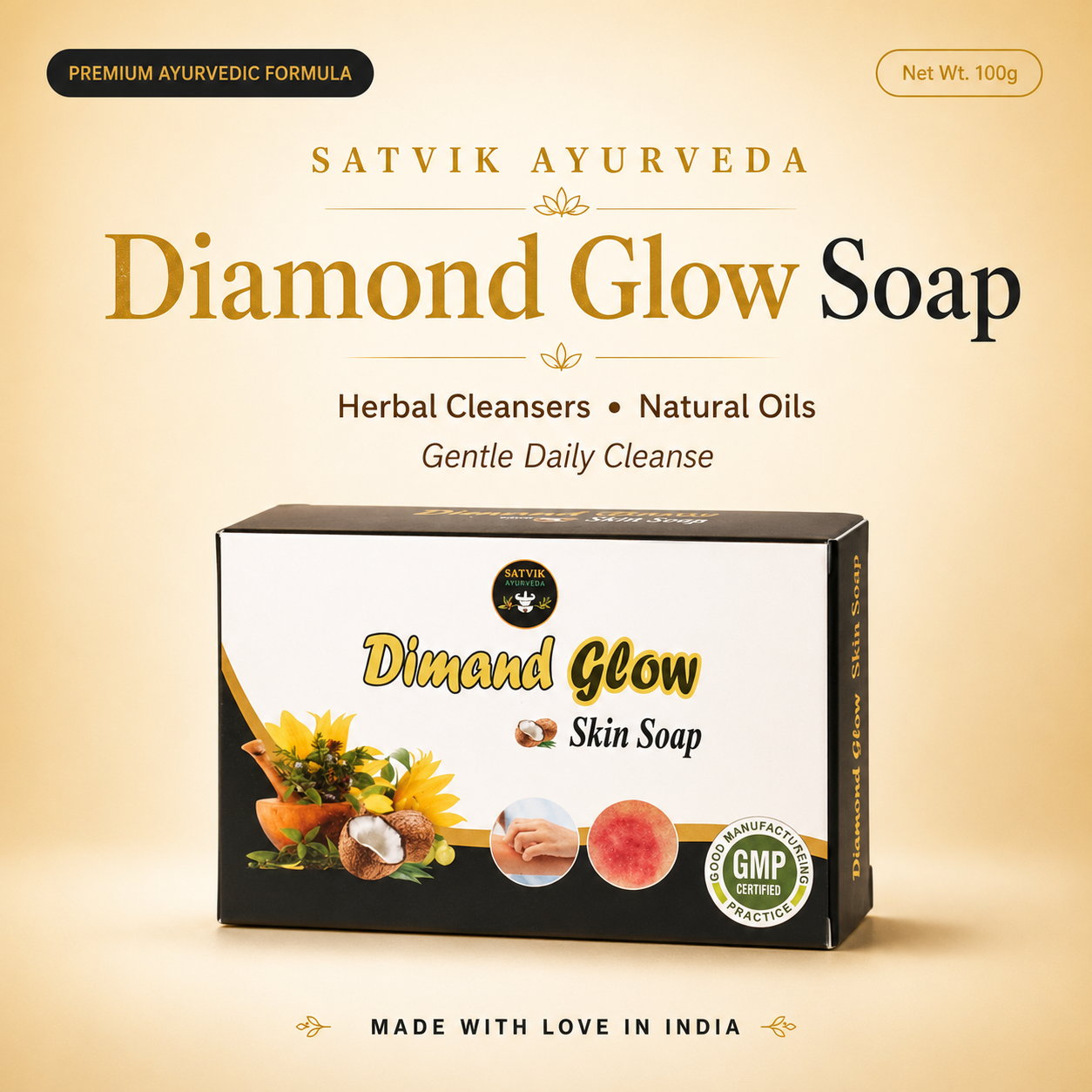 Satvik Ayurveda Diamond Glow Soap | Herbal Bath Soap