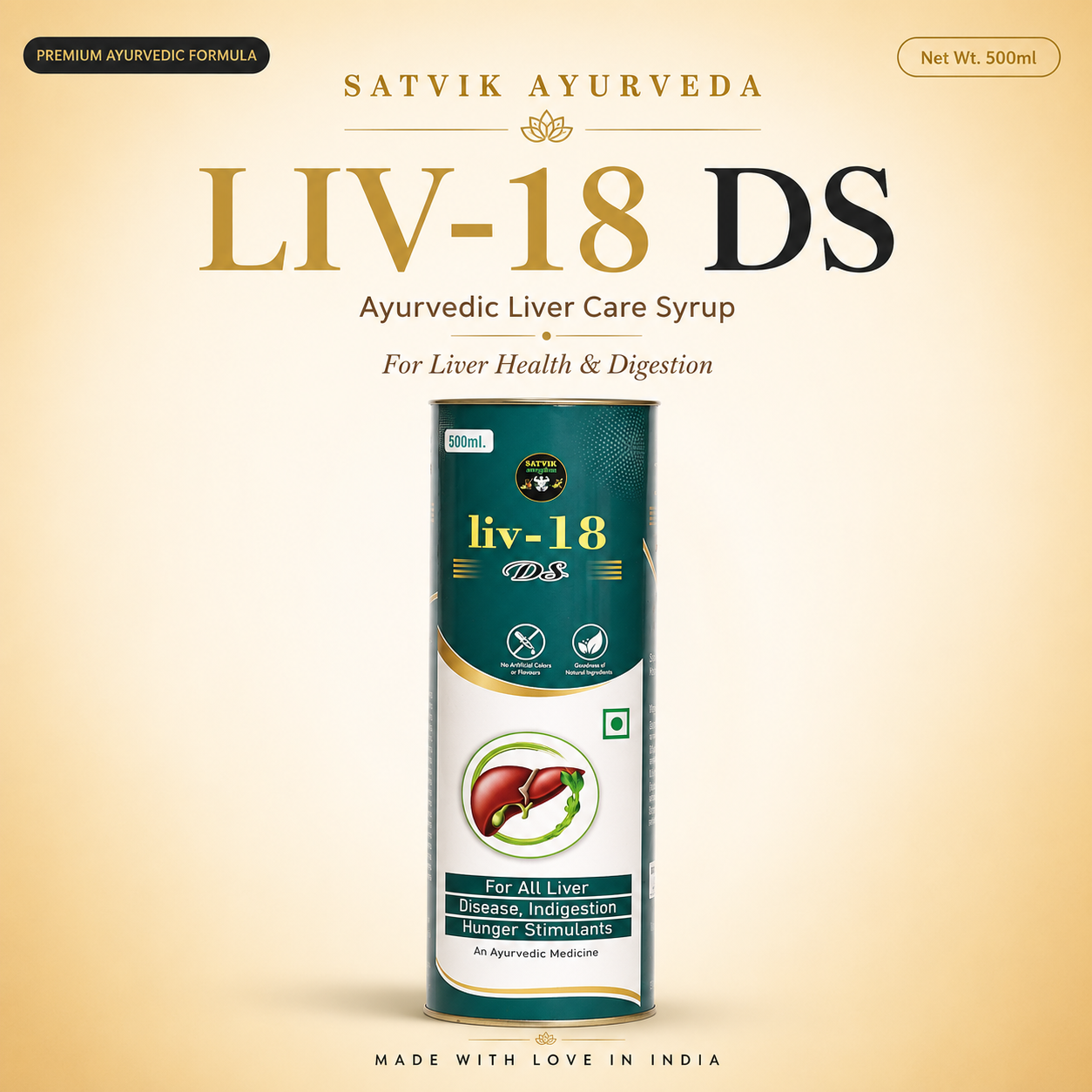 Satvik Ayurveda LIV-18 DS | Ayurvedic Liver Care Syrup